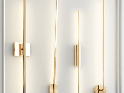 Elegant Modern Gold Wall Lamp with Sleek Design for Interior White Wall Lighting 3d model