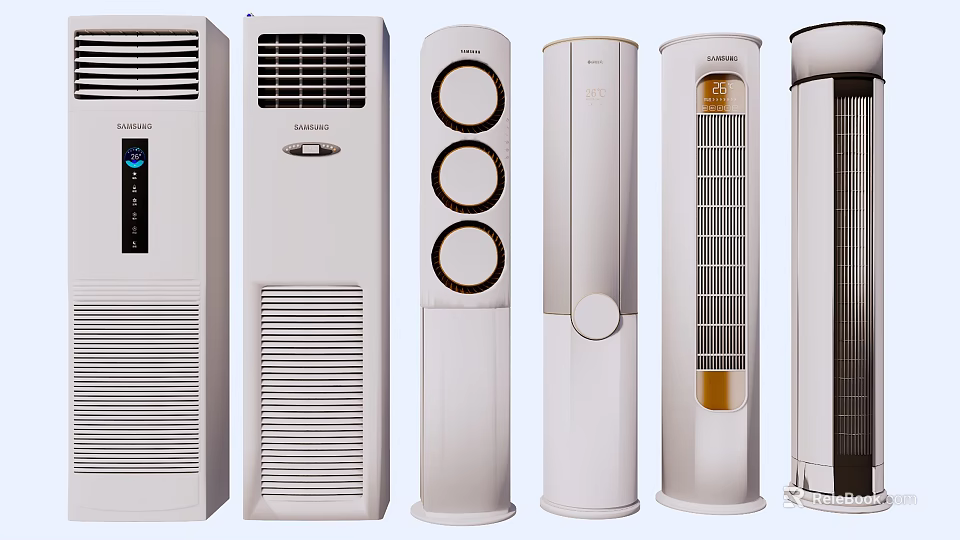 Modern Air Conditioner Fans With Tower Design And Various Styles For Home Use 3d model 