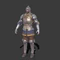 Medieval Character Wearing Silver Copper Metal Full Body Armor With White Underlayer Standing Pose