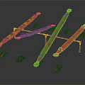 Colorful Seesaws Yellow Blue Green Red With Tire Supports On Black Background