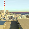 Modern Industrial Plant With Red White Chimney Large Equipment And Building Structures