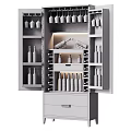 Modern Wooden Wine Cabinet With Glass Holders Wine Racks And Storage Drawer