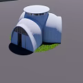 Unique White Detached Villa With Dome Roof Arch Door And Green Lawn