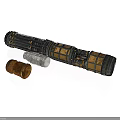 Detailed Large Cylindrical Mechanical Component With Small Metallic And Wooden Parts