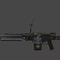 Futuristic Tactical Firearms with Black Finish Red Accents and Gray Stripes Design