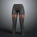 Gray High Waist Leggings With Intricate Lace Pattern And Stretchy Material