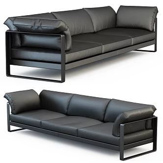 Office Leather Sofa Office Sofa In-line Sofa Leather Sofa 3d model