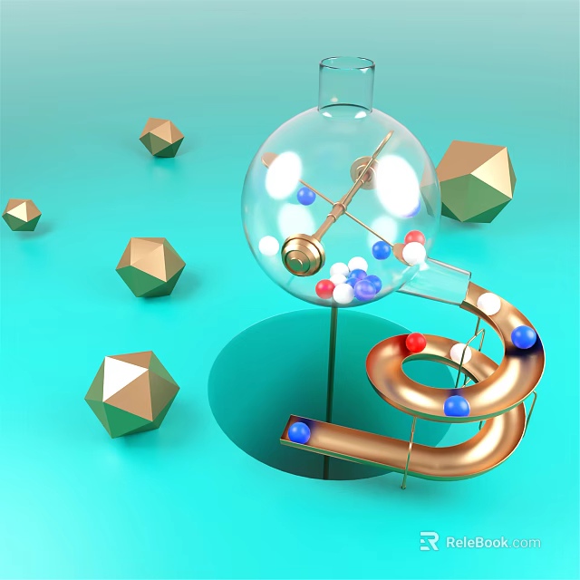 Colorful Balls on Metal Spiral Track with Transparent Sphere and Geometric Polyhedrons 3d model 