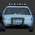 NYPD Police Car Model With Emergency Lights And Blue Stripes On Dark Background