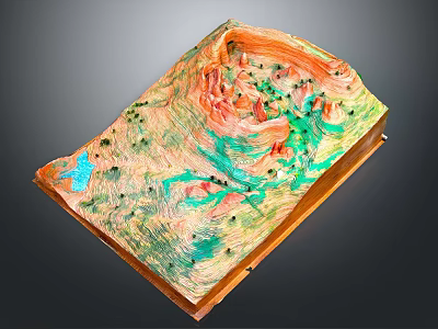 Garden Landscape Model With Colorful Terrain Green Vegetation And Blue Water Area 3d model