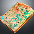 Garden Landscape Model With Colorful Terrain Green Vegetation And Blue Water Area