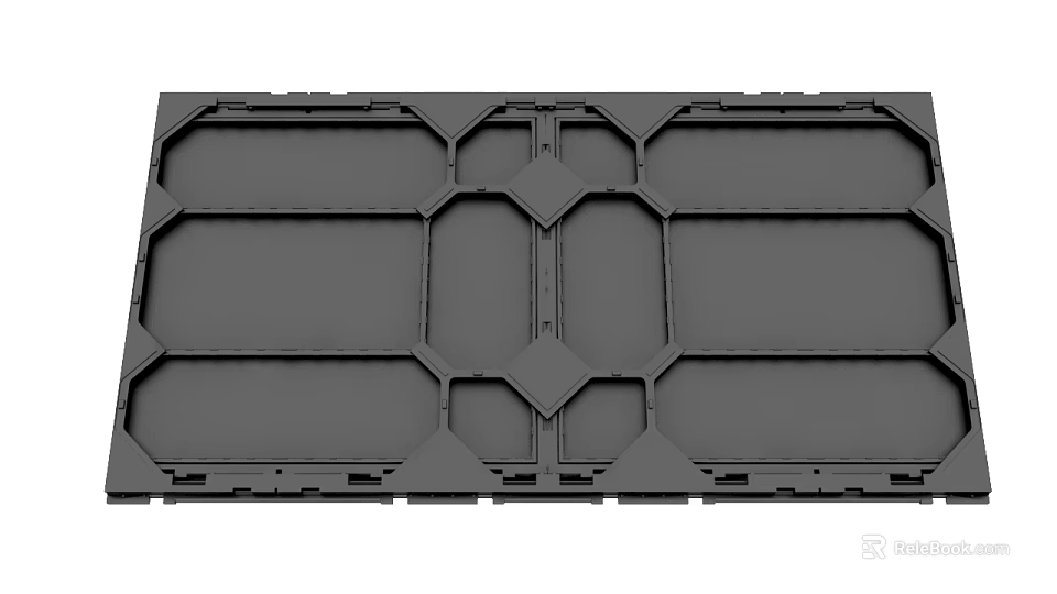 Black Geometric Modular Panel Structure Featuring Rectangular Sections And Connectors 3d model