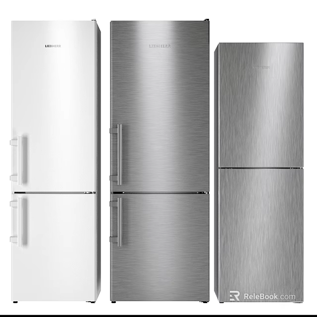 Sleek White And Silver Double Door Refrigerators Freezers With Stainless Steel Finish 3d model 