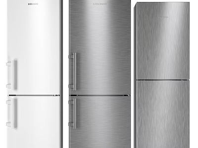 Sleek White And Silver Double Door Refrigerators Freezers With Stainless Steel Finish 3d model