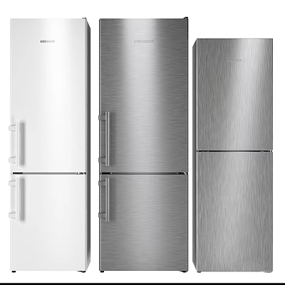 Sleek White And Silver Double Door Refrigerators Freezers With Stainless Steel Finish 3d model