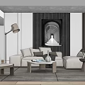 Modern sofa coffee table combination 3d model