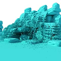 Outdoor Garden Ornaments With Decorative Stone Stacked Structures And Green Bases