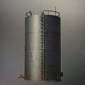 Industrial Commercial Metal Storage Tank With Warning Sign And Chemical Structure