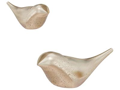 Two Piece Golden Bird Shaped Decorative Ornament Set For Modern Home 3d model