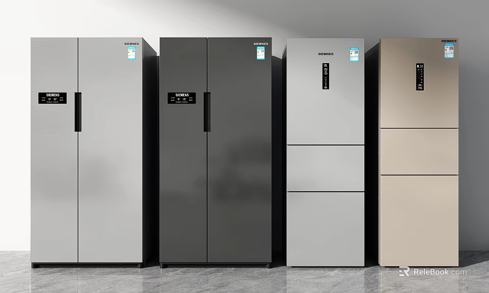 Modern Home Kitchen Refrigerators In Multiple Colors And Different Styles 3d model