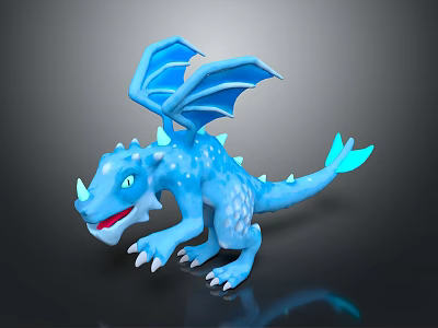 Blue Dragon Game Movie Character With Shiny Scales Wings And Claws Fantasy Design 3d model