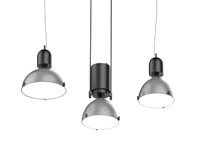 Modern Three Black And Silver Pendant Lights With Minimalist Stylish Design 3d model