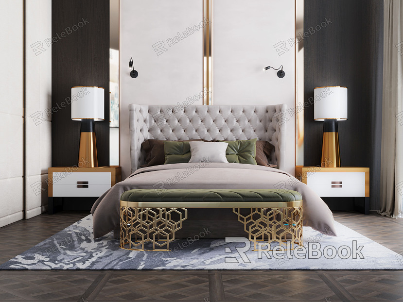 Modern background double bed model