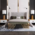 Modern background double bed 3d model