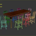 Mahogany Long Table And Eight Mahogany Chairs With Light Colored Cushions Dining Room Interior