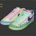 White Casual Sneakers With Green Nike Logo And Lace Up Design For Daily Wear