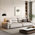 Double sofa and coffee table combination 3d model