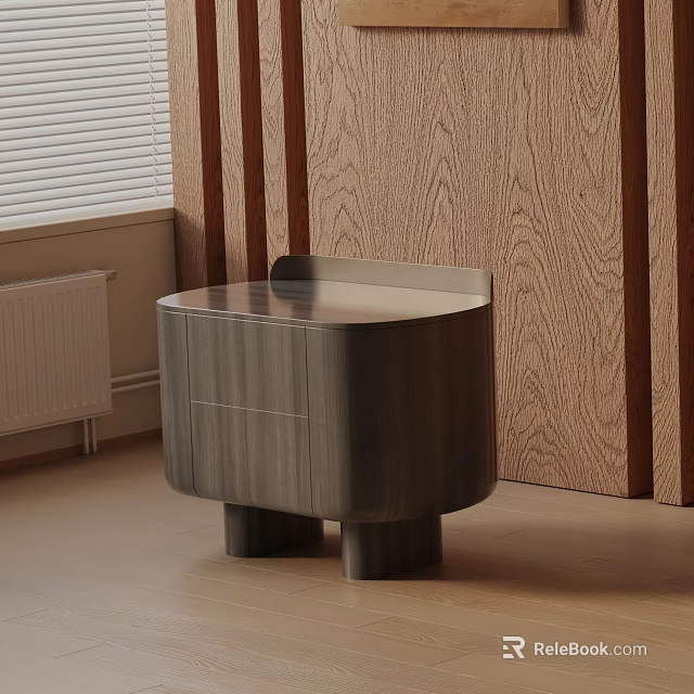 Modern Minimalist Wooden Nightstand With Smooth Top And Unique Leg Structure Design 3d model 