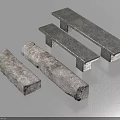 Stone Benches And Slabs With Rough Weathered Textures In Different Sizes 3d model