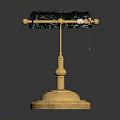 Elegant Table Lamp With Green Marble Shade And Golden Base Stand