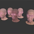 Multiple Bald Women Head Models Showcasing Various Skin Tones And Facial Features