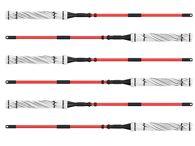 Household Cleaning Mops With Red Black Handles And White Cotton Heads 3d model