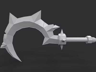 Curved Spiked Fantasy Weapon 3D Model With Sharp Edges And Polygonal Design 3d model