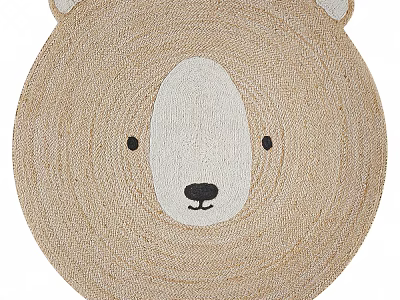 Adorable Round Woven Rug With Bear Head Design For Kids Nursery Decor 3d model