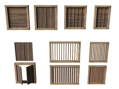 Wooden Grille Panels In Various Styles For Decorative Furniture And Home Decor 3d model
