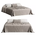 Cozy Neutral Toned Double Bed With Soft Linen Bedding Plush Pillows And Knitted Throw