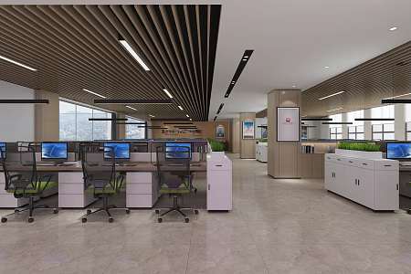 modern public office area office space 3d model