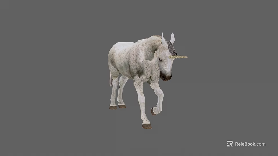 White Horned Reptile Walking On Gray Background In Natural Environment 3d model 