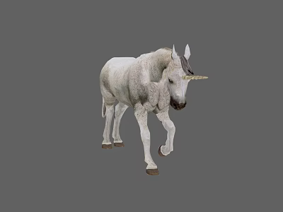 White Horned Reptile Walking On Gray Background In Natural Environment 3d model