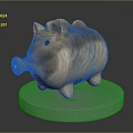 Wooden Pig Piggy Bank Decorative Figurine on Clear Acrylic Base