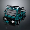 Teal Toy Truck Model With Black Frame Roof Lights And Cargo Bed