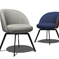 White And Blue Modern Dining Chairs With Fabric Upholstery And Black Metal Legs