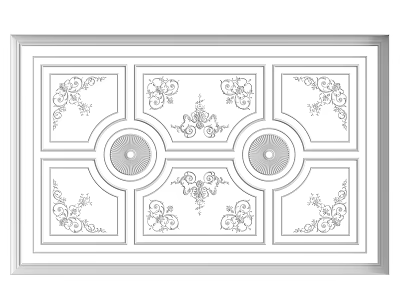 Ornate Ceiling Design With Floral Patterns And Circles 3d model