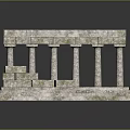 Ancient European Architectural Structure With Multiple Stone Built Columns Open Framework And Central Circular Platform