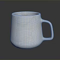 Modern White Ceramic Mug With Marble Texture For Daily Household Use 3d model