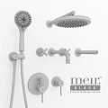 Black Meir BLACK Bathroom Faucet And Shower Head Set With Modern Design